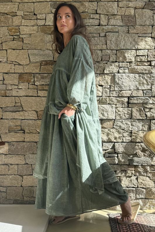 Lenni Cotton Midi Over Shirt Washed Khaki /50=